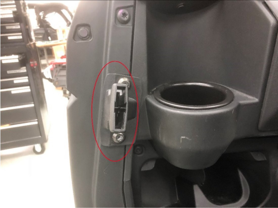 Factory side net front buckle bracket circled on the Ranger XP 1000