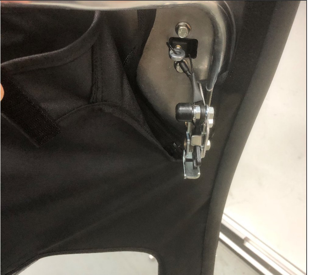 Latch release cable connected to the rotary latch lever with shrink tubing