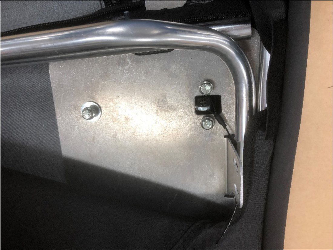 Outside door handle bolted to the door frame plate